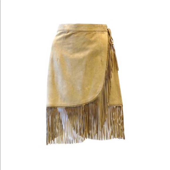Vintage 1970s José Luis Suede Fringe Skirt - Picture 3 of 13